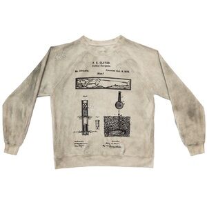 WESTERN EVIL Distressed Sweatshirt SZ L Tan Coffin Torpedo French Terry Crewneck